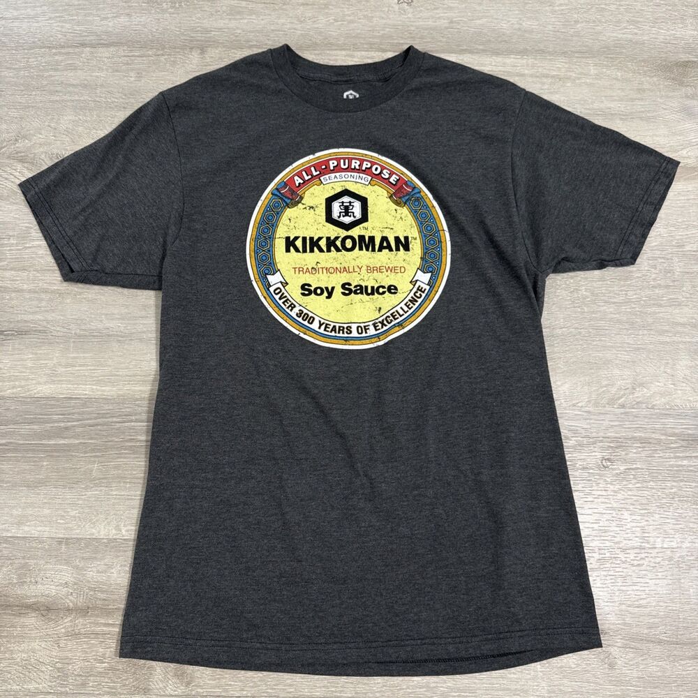 Kikkoman Shirt Soy Sauce Logo Men’s Gray Medium Cotton Blend Food Brand Tee